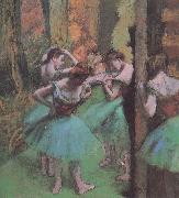 Edgar Degas dancers pink and green oil